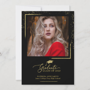 Chique Vrolijke Afstudeeraankondiging Gouden Glitt Kaart