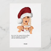 Chique vrouwelijke Kerstman kerst Folie Feestdagenkaart (Achterkant)