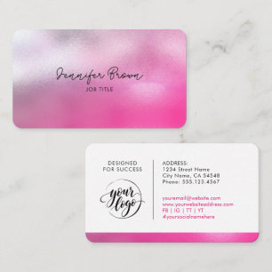 Chique Vrouwelijke Roze Metallic Logo Zakelijke Br Visitekaartje