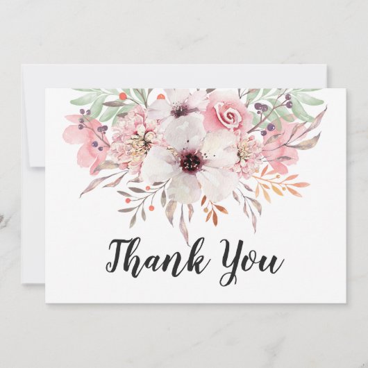 Chique Watercolor Landelijk Bloem Thank You Kaart (Voorkant)