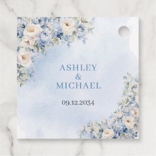 Chique waterverf blauw bloempje eucalyptus groen bedankjes labels