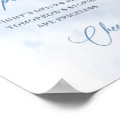 Chique waterverf blauw en wit rozen open bar poster (Hoek)