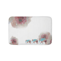 Chique Waterverf Bloemen en Olifant Badmat