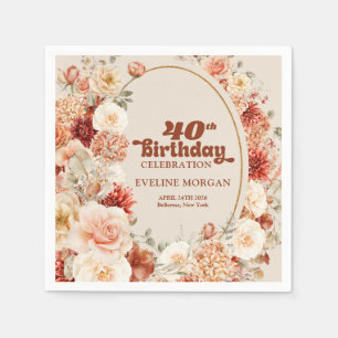 Chique waterverf bloemen herfst kleuren 40th birth servet