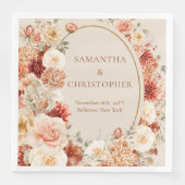 Chique waterverf bloemen herfst kleuren koperblush servet (Voorkant)