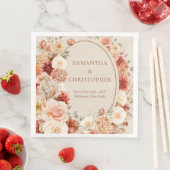 Chique waterverf bloemen herfst kleuren koperblush servet (Insitu)