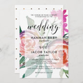 Chique Waterverf Bloemen met Faux Gold Stippen Bru Kaart (Voorkant / Achterkant)