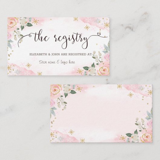 Chique Waterverf Bloemen Sneeuwvlokken Informatiekaartje (Voorkant / Achterkant)