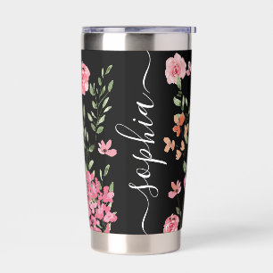Chique waterverf bloemenscript Naam Persoonlijk Geïsoleerde Drinkbeker