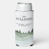 Chique Waterverf Bos Landschap Berg Bruiloft (Seltzer Achterkant)