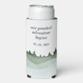 Chique Waterverf Bos Landschap Berg Bruiloft (Seltzer Voorkant)