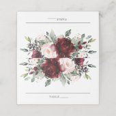 Chique Waterverf Bourgondië Blush Bloemen Bruiloft (Buitenkant ongevouwen)