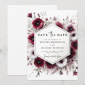 Chique Waterverf Bruidsjurk Trouwen Save The Date (Voorkant / Achterkant)