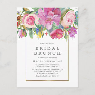 Chique Waterverf Floral Bridal Brunch Briefkaart