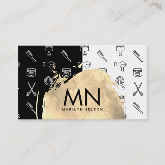 Chique Waterverf Geborsteld Stylist Tools Pattern Visitekaartje (Voorkant)