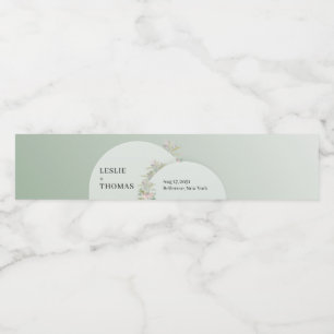 Chique waterverf groen boho boog blozen waterfles etiket