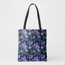 Chique Waterverf Iris Zwarte Tote