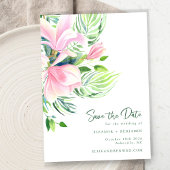 Chique Waterverf Magnolia Bloemen in Roze Save The Date