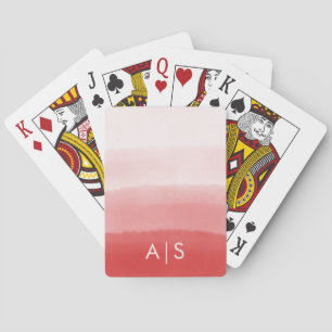 Chique waterverf ombre met monogram in vervaagde k pokerkaarten