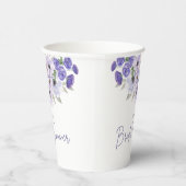 Chique Waterverf Paarse Flower Script Vrijgezellen Papieren Bekers (Rechts)