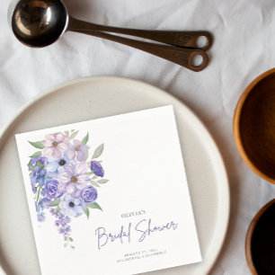 Chique Waterverf Paarse Flower Script Vrijgezellen Servet