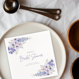 Chique Waterverf Paarse Flower Script Vrijgezellen Servet