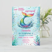 Chique waterverf regenboog zeemeermin staart 4e ve kaart (Staand voorkant)