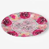 Chique waterverf roze bloemenschouw voor de bruid papieren bordje (Gekanteld)