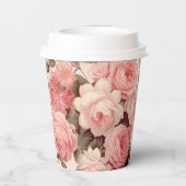 Chique Waterverf Roze Rozen Papieren Bekers (Achterkant)