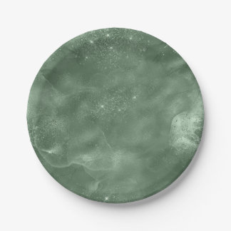 Chique Waterverf Sage Groene Partij Papieren Bordje