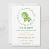 Chique Waterverf Schattige Dinosaur Boy Baby showe Kaart (Voorkant)