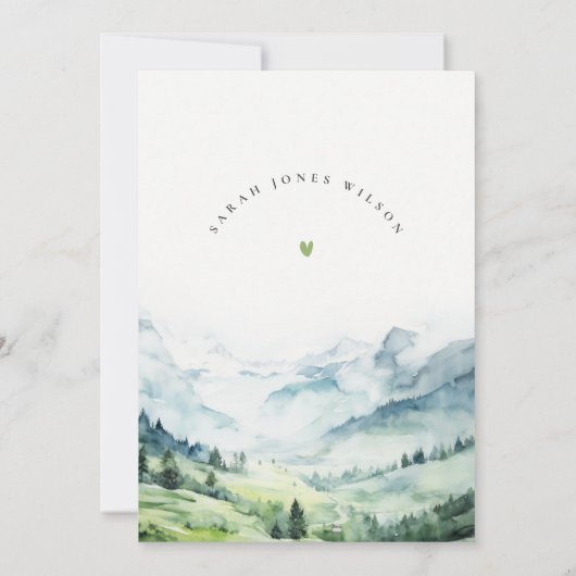 Chique Waterverf Sneeuwberglandschap Verjaardag Kaart (Achterkant)