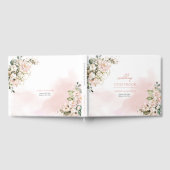 Chique waterverf stoffige roze bloemengouden salie gastenboek (Volledig)