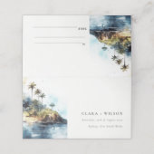 Chique Waterverf Zeelandschap Palmboom Eiland Brui (Buitenkant ongevouwen)