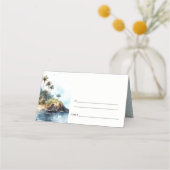 Chique Waterverf Zeelandschap Palmboom Eiland Brui (Achterkant)