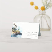 Chique Waterverf Zeelandschap Palmboom Eiland Brui (Voorkant)