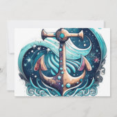 Chique Waves Anker Baby shower Kaart (Achterkant)