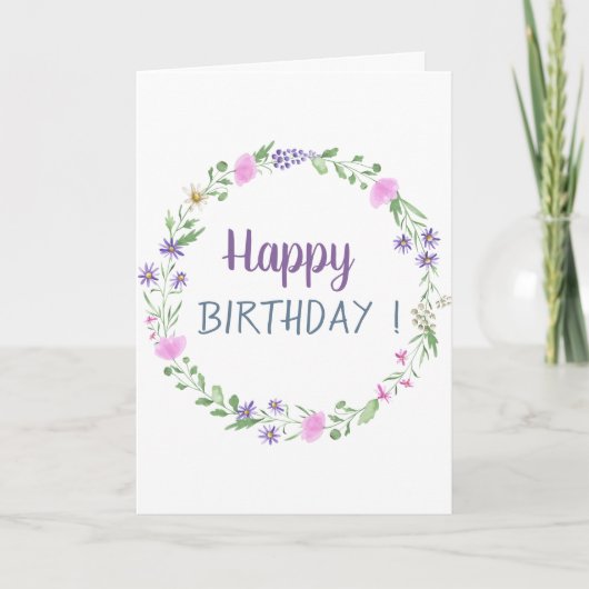 Chique weidebloemen verjaardag kaart (Voorkant)