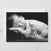 Chique welkom kalligrafie script geboorte aankondi aankondiging (Voorkant)