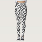 Chique Welsh Faux Tapestry Zwart-wit Patroon Leggings (Voorkant)