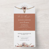 Chique Western Boheemse Bloemen Koe Schedel Bruilo All In One Uitnodiging (Binnen)