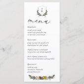Chique Whimsical Vintage Bloemrijke monogram bruil Menu (Voorkant)