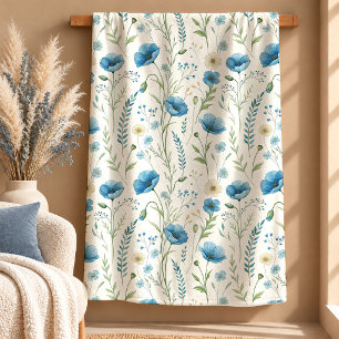 Chique Wilde Bloementuin Dekbed Stof Groen Decor Sherpa Deken