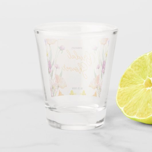 Chique Wildflower Script-Vrijgezellenfeest Shot Glas (Achterkant)