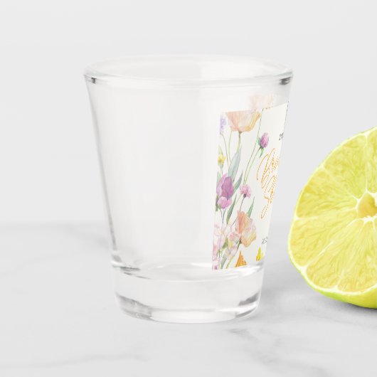 Chique Wildflower Script-Vrijgezellenfeest Shot Glas (Links)