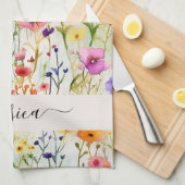 Chique wildflower scriptnaam theedoek (Quarter Fold)