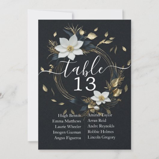 Chique wit goud bloemenkrans bruiloft tafel nummer (Achterkant)