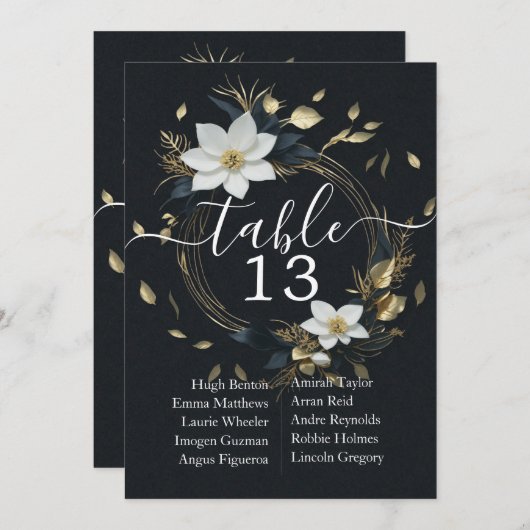 Chique wit goud bloemenkrans bruiloft tafel nummer (Voorkant / Achterkant)