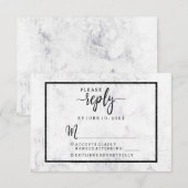 Chique wit & grijs marmer bruiloft antwoord RSVP (Voorkant / Achterkant)