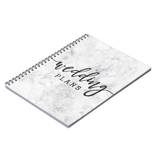 Chique wit & grijs marmer bruiloft planner notitieboek (Linkerzijde)